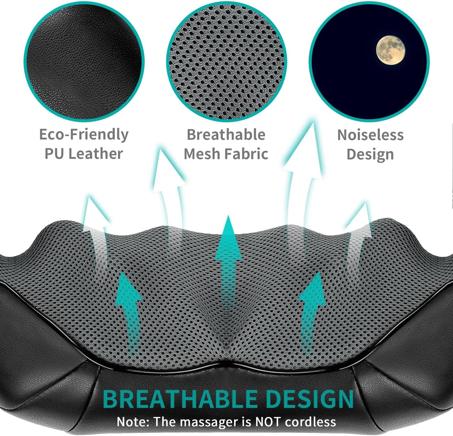 Shiatsu Neck and Back Massager with Soothing Heat, Electric Deep Tissue 3D Kneading Massage Pillow for Shoulder, Leg, Body Muscle Pain Relief, Home, Office, and Car Use